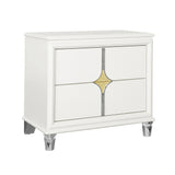 King Bedroom Set Contemporary Wood Frame Gold Accents White - Furniture Home Direct