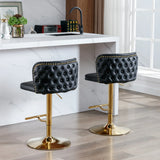 Counter Height Bar Stools Tufted PU Leather Swivel Black - Furniture Home Direct