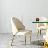 2 Pieces Contemporary Stainless Steel Dining Chair With Upholstery And Leather Backrest - Gold - Furniture Home Direct
