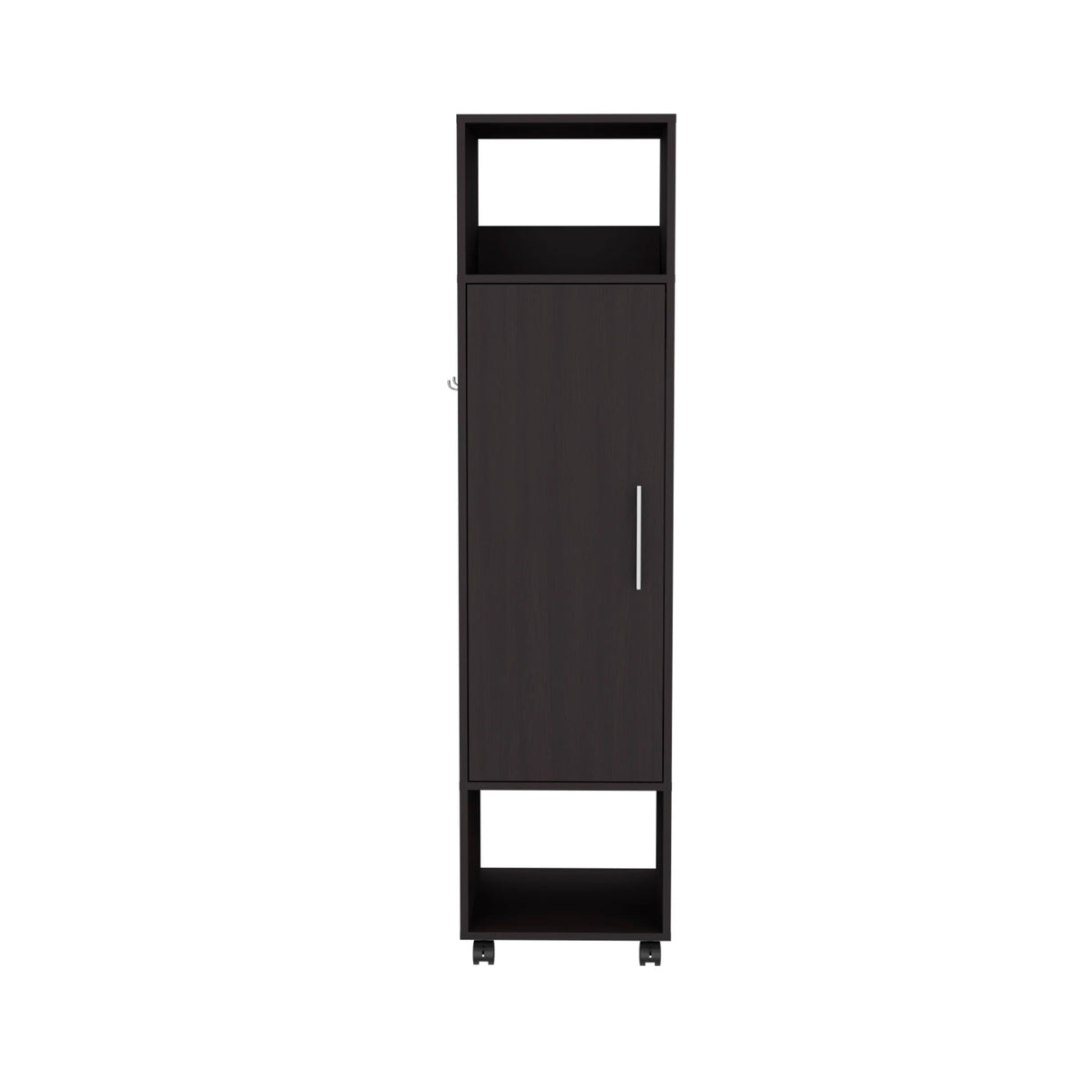 Wardrobe With Mirror and Hanging Rod on Casters Black - Furniture Home Direct