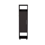 Wardrobe With Mirror and Hanging Rod on Casters Black - Furniture Home Direct