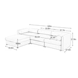 Contemporary Elegant White Chenille Sofa With Storage And Ottoman - Furniture Home Direct