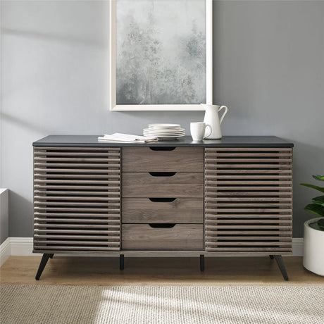 Contemporary Sliding Slat Door Sideboard - Furniture Home Direct