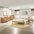 Bedroom Set 5 Piece Corduroy Upholstered Queen Bed Walnut - Furniture Home Direct