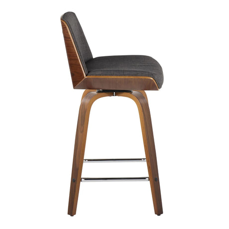 Corazza - Mid Century Modern Fixed Height Counter Stool With Swivel With Square Footrest (Set of 2) - Furniture Home Direct