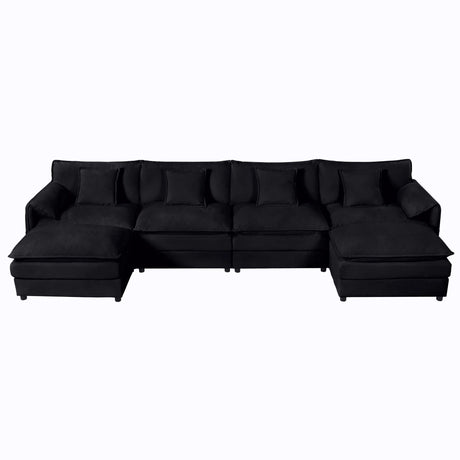 Modern Comfy Deep Seat Modular Sectional Sofa Cloud Couch With Ottoman - Furniture Home Direct