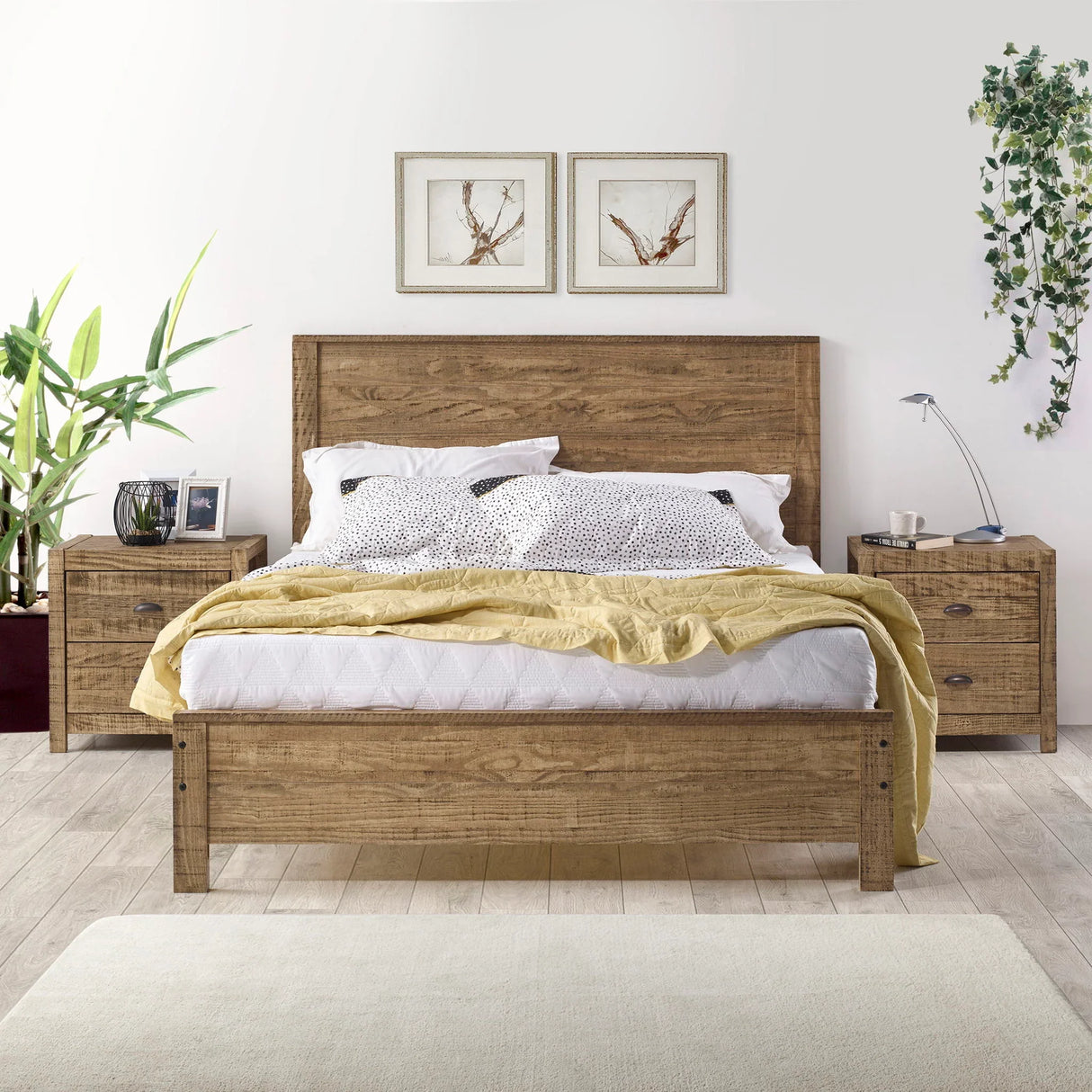 Albany - Bed Frame With Headboard, Heavy Duty Modern Rustic Design - Furniture Home Direct