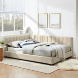 Mid-Century Upholstered Tufted Bed Frame With Backrest And Armrests - Furniture Home Direct