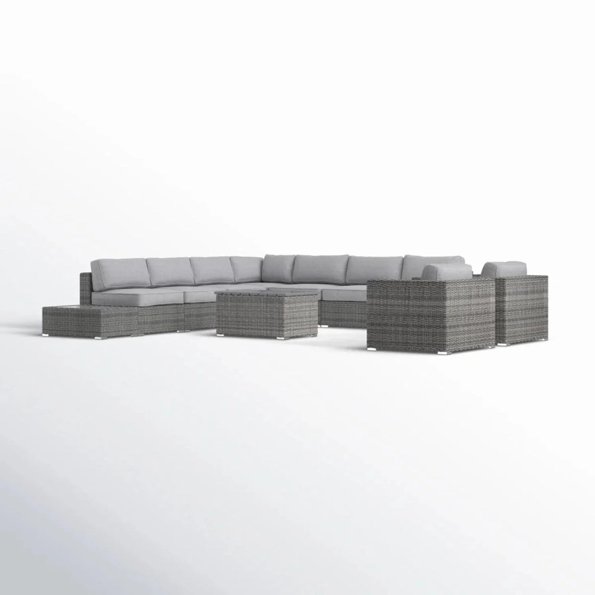Wicker Sectional Seating Group With Plush Cushions