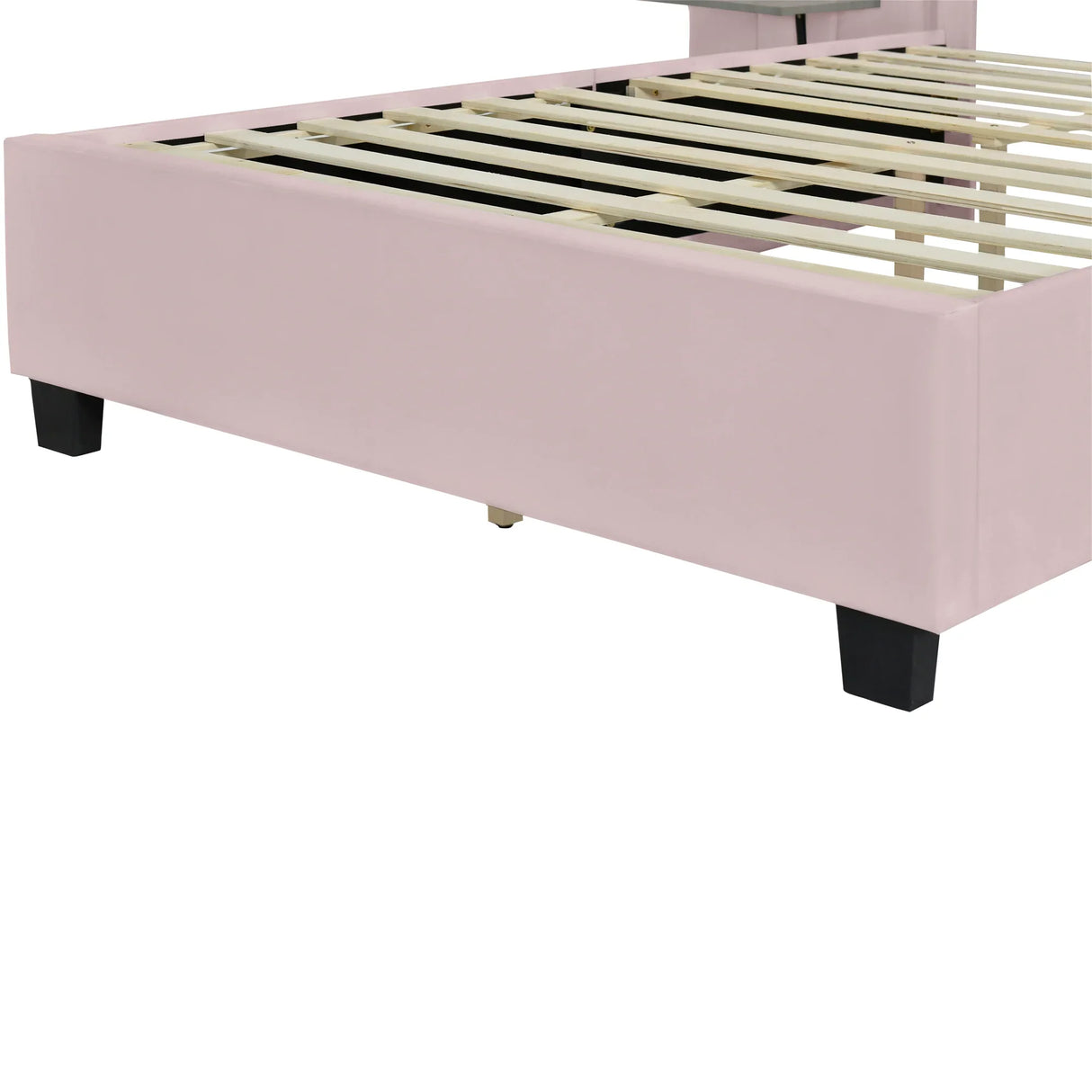 Full Size Upholstered Platform Bed Tall Headboard Pink - Furniture Home Direct