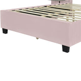 Full Size Upholstered Platform Bed Tall Headboard Pink - Furniture Home Direct