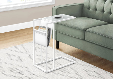 Accent Table, C - Shaped, Contemporary And Modern - White - Furniture Home Direct