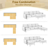 Modern L - Shape Convertible Sectional Sofa With Movable Ottoman - Furniture Home Direct