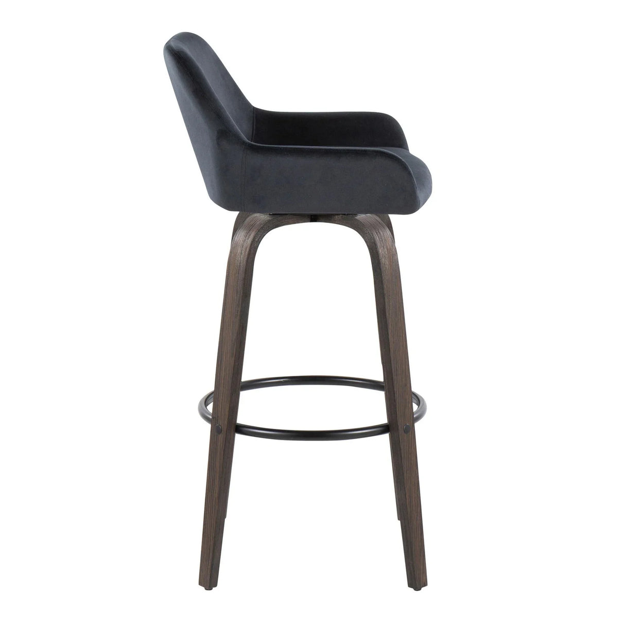 Daniella - Contemporary Fixed Height, Barstool With Swivel With Round Footrest (Set of 2) - Furniture Home Direct