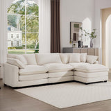 Modern Oversized Modular Cushion Sofa With Ottoman, Low Back, Deep Seating Sofa Set - Furniture Home Direct