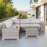 Modern Patio Rattan Sectional Set With Cushions - Furniture Home Direct