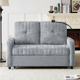 Sleeper Sofa With Adjustable Backrest, Two Cup Holders, Phone Holder, Three Charging Ports And Side Storage Pockets - Gray - Furniture Home Direct