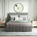 Storage Platform Bed Upholstered Full Size Hydraulic Gray - Furniture Home Direct