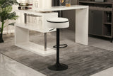 Counter Stool Round Linen Upholstered Seat Off White - Furniture Home Direct