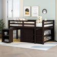 Loft Low Study Bed With Cabinet, Shelves And Rolling Portable Desk, Multiple Functions - Furniture Home Direct