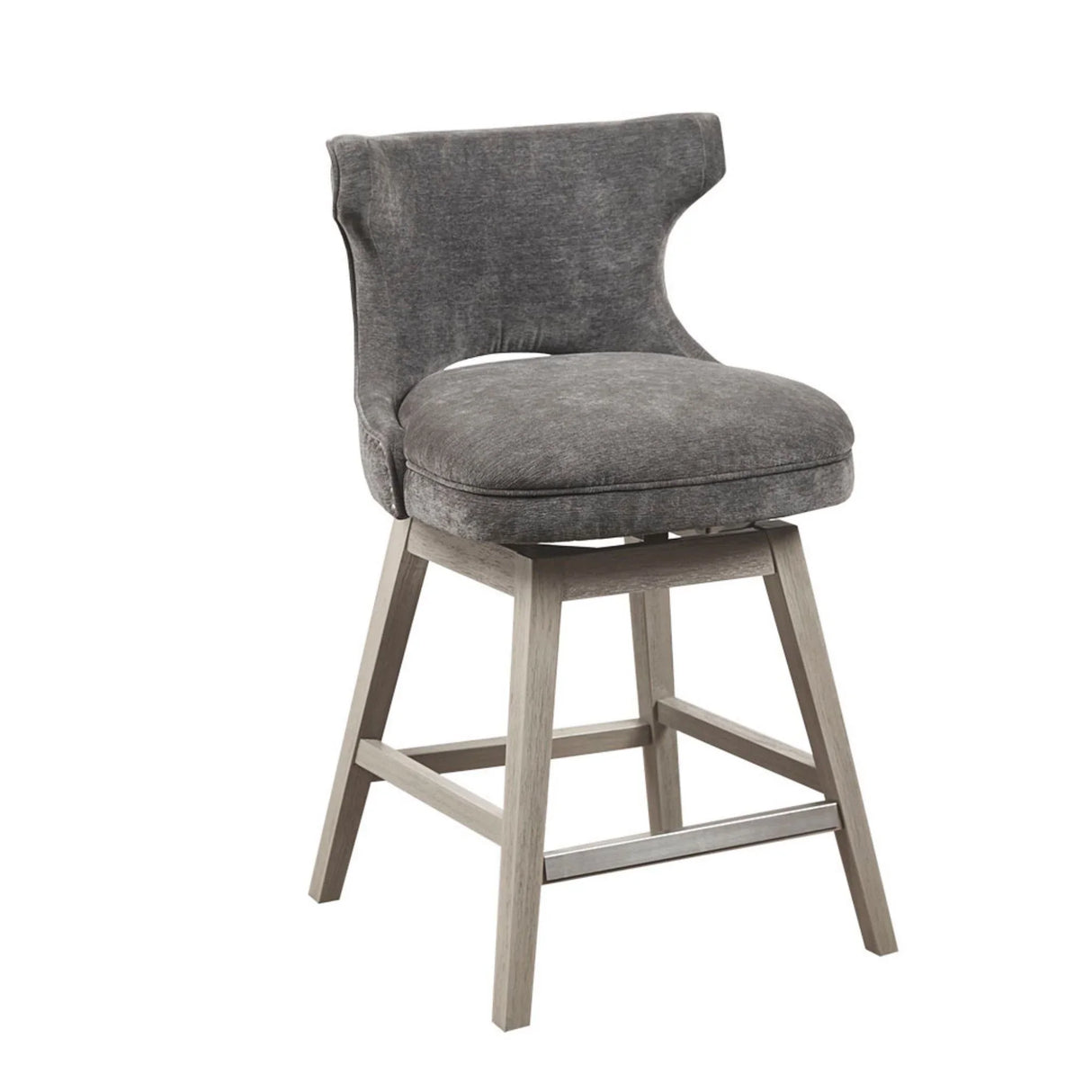 360 Degree Swivel Counter Stool With Silver Detailing - Furniture Home Direct