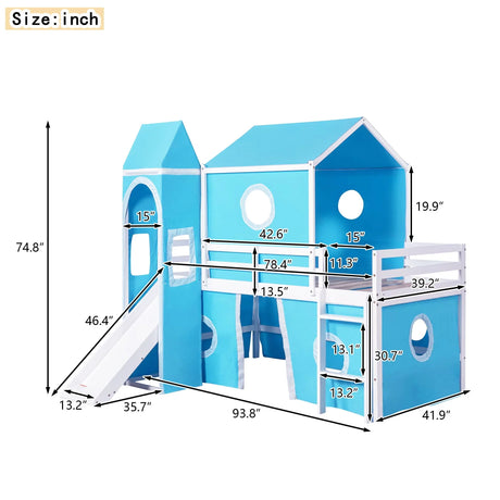 Loft Bed With Slide Tent And Tower - Furniture Home Direct