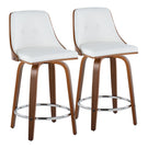 Gianna - Mid-Century Modern Fixed Height Stool With Swivel With Round Footrest (Set of 2) - Furniture Home Direct