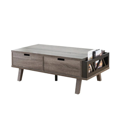 Antique Wood Coffee Table, Living Room Table With Two Storage Drawers - Furniture Home Direct