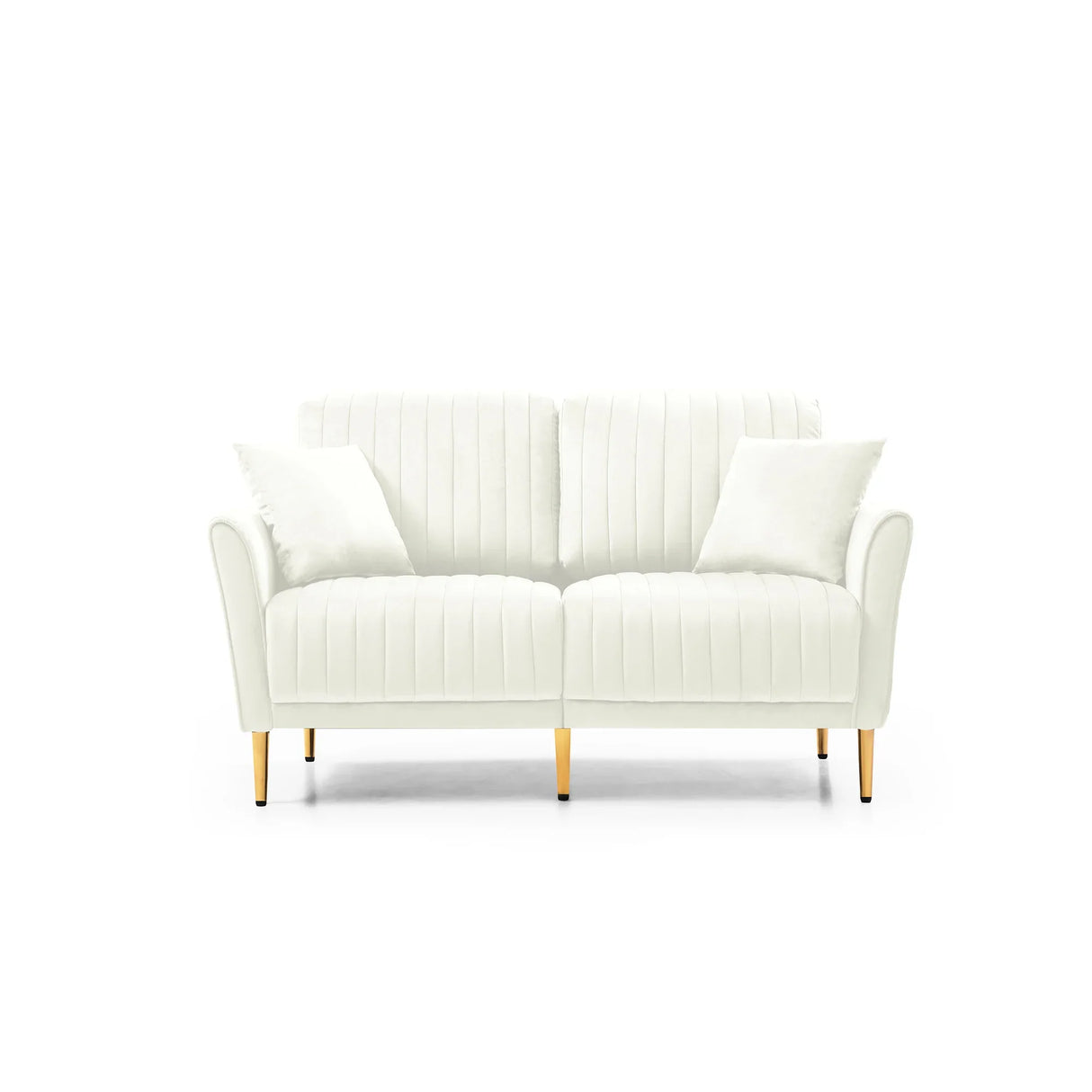 Modern Upholstered Living Room Set Containing One Sofa and Two Love Seats - Cream Velvet - Furniture Home Direct