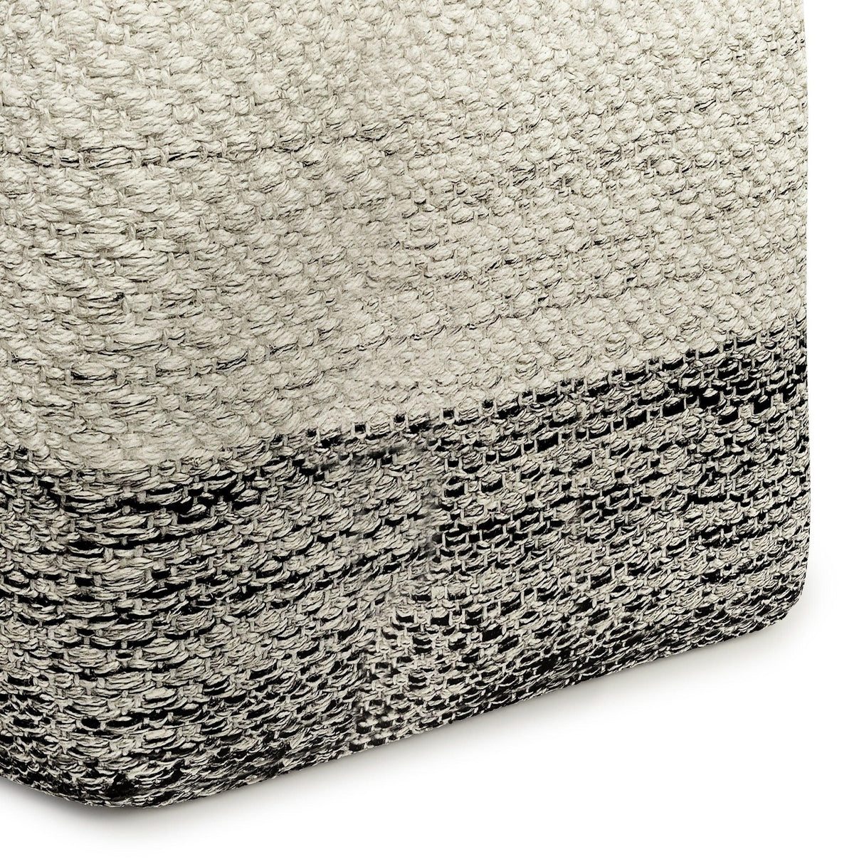 Macie - Square Woven Outdoor / Indoor Pouf - Gray / White - Furniture Home Direct