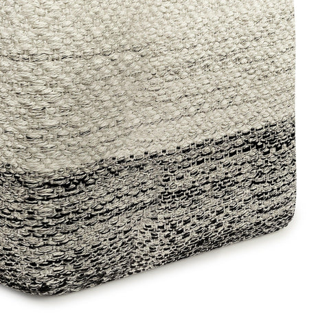 Macie - Square Woven Outdoor / Indoor Pouf - Gray / White - Furniture Home Direct