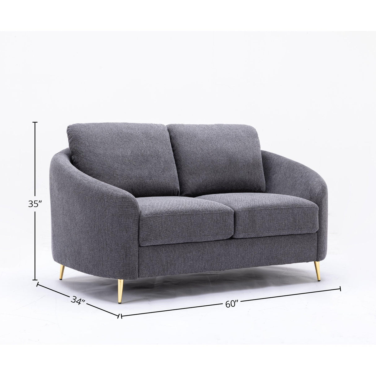 Yuina Gray Linen 3 Pieces Living Room Set - Furniture Home Direct