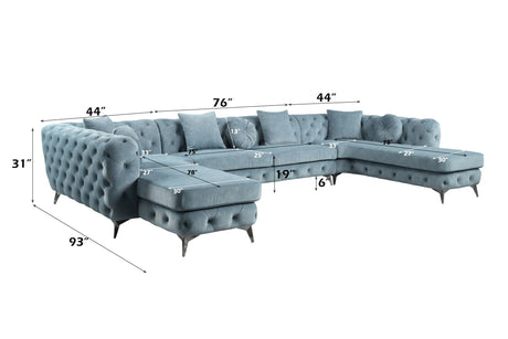Zerah - Sectional Sofa With 7 Pillows - Dusty Blue - Furniture Home Direct