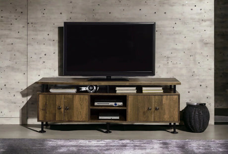 Ensata II - TV Stand - Rustic Oak / Black - Furniture Home Direct