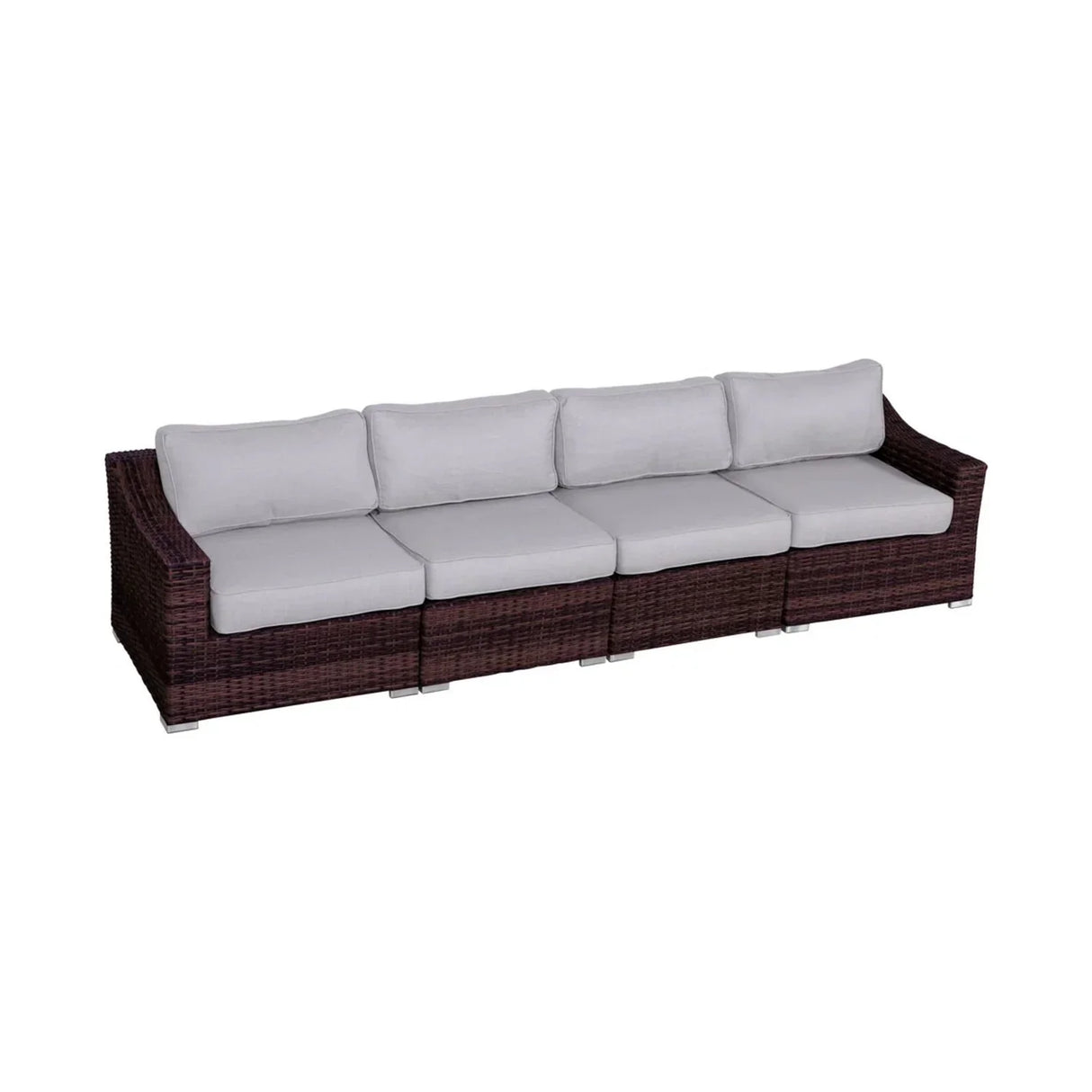 Contemporary Outdoor Rattan Wicker Sectional Seating Group With Cushions - Furniture Home Direct