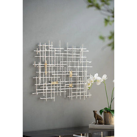 Iron Wall Decor - White / Gold - Furniture Home Direct