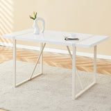 Dining Table Industrial Rectangular MDF Metal Frame White - Furniture Home Direct