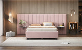 Full Size Upholstered Platform Bed Tall Headboard Pink - Furniture Home Direct