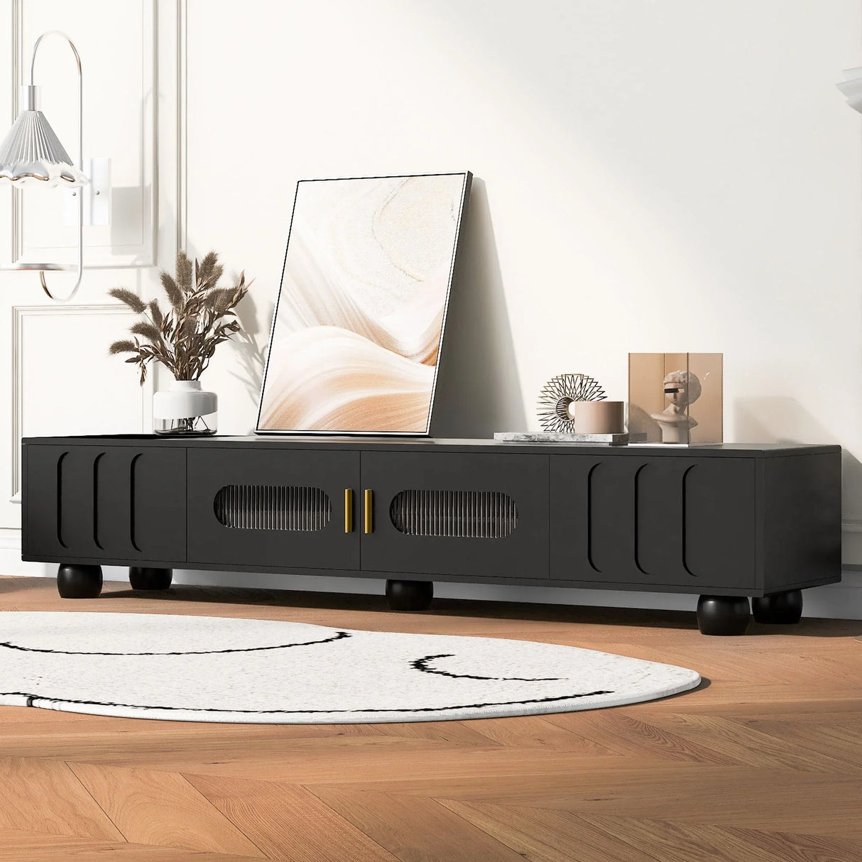Modern TV Stand For TVs Up To 80", 2 Drawers And Cabinet - Furniture Home Direct
