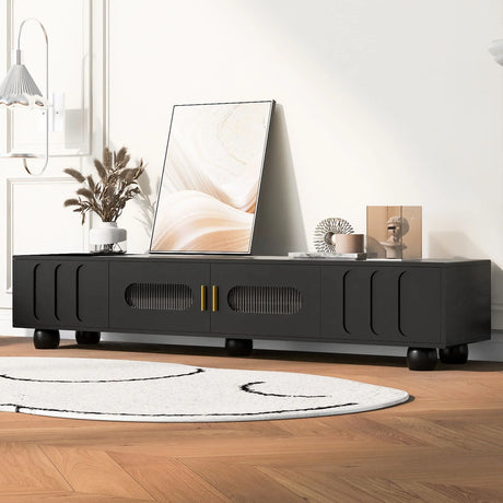 Modern TV Stand For TVs Up To 80", 2 Drawers And Cabinet - Furniture Home Direct