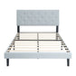 Modern Upholstered Platform Bed Frame With Button Tufted Linen Fabric Headboard - Furniture Home Direct