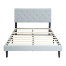 Modern Upholstered Platform Bed Frame With Button Tufted Linen Fabric Headboard - Furniture Home Direct