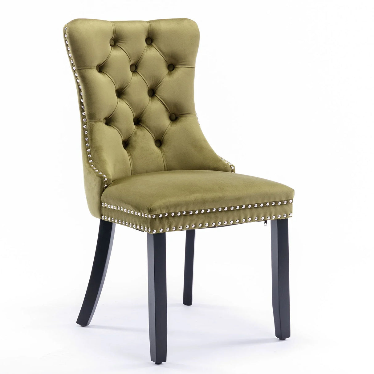 Nikki - Modern, High-End Tufted Solid Wood Contemporary Velvet Upholstered Dining Chair With Wood Legs Nailhead Trim (Set of 2) - Furniture Home Direct
