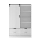 Tall Armoire With Sliding Barn Door Drawers Storage White - Furniture Home Direct