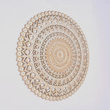 Floral Hand Carved Mandala Round Wall Decor - Brown / Antique White - Furniture Home Direct