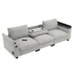 Sectional With Bluetooth Speaker Comfy Cloud Couch Set With Drop Down Table Cup Holders, USB Charger Storage Armrest Wide Seat Sofa - Furniture Home Direct