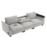 Sectional With Bluetooth Speaker Comfy Cloud Couch Set With Drop Down Table Cup Holders, USB Charger Storage Armrest Wide Seat Sofa - Furniture Home Direct