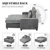 Upholstered Loveseat with Pull Out Sofa, Two Throw Pillows, Dual USB Charging Port And Adjustable Backrest - Gray - Furniture Home Direct