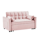 Modern Velvet Convertible Loveseat Futon Sofa With Pullout Bed, Reclining Backrest - Furniture Home Direct