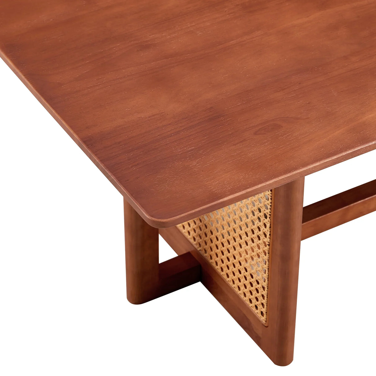 Coffee Table Solid Wood With Rattan Panel Sides Walnut - Furniture Home Direct